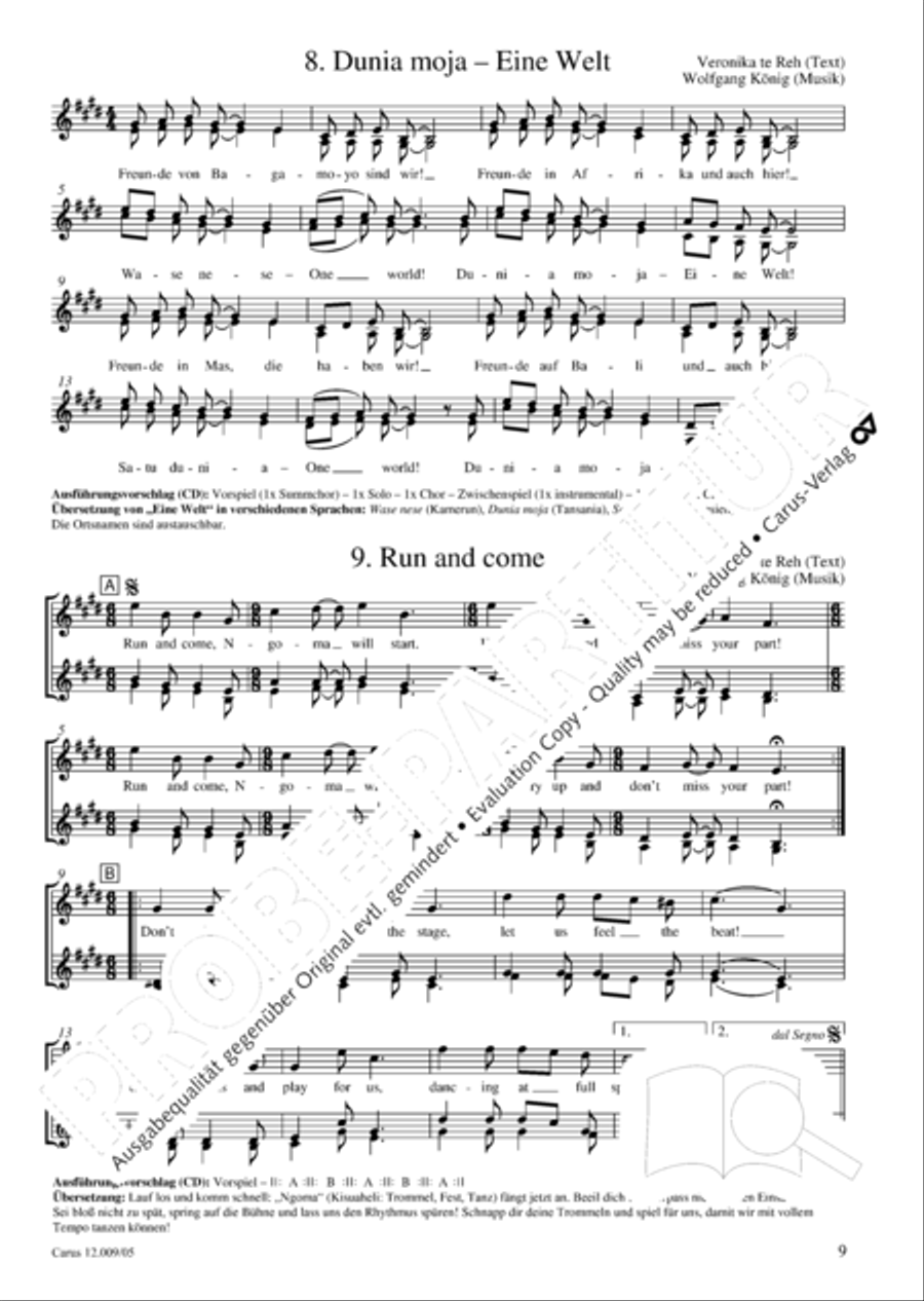 Freundschaft mir Afrika. 15 deutsch-afrikanische Lieder Choir scores gallery preview page 10