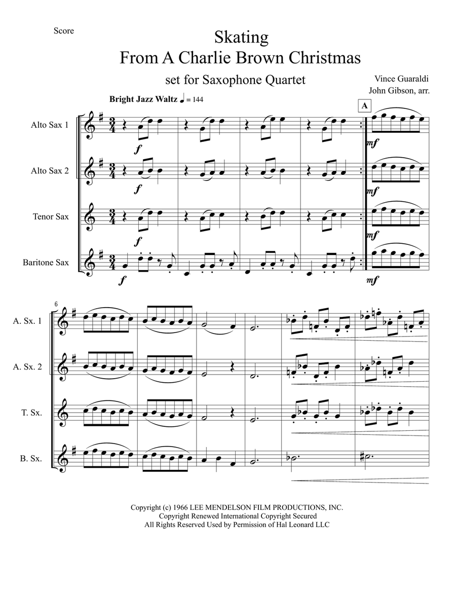Skating Skating Saxophone Quartet scores gallery preview page 2