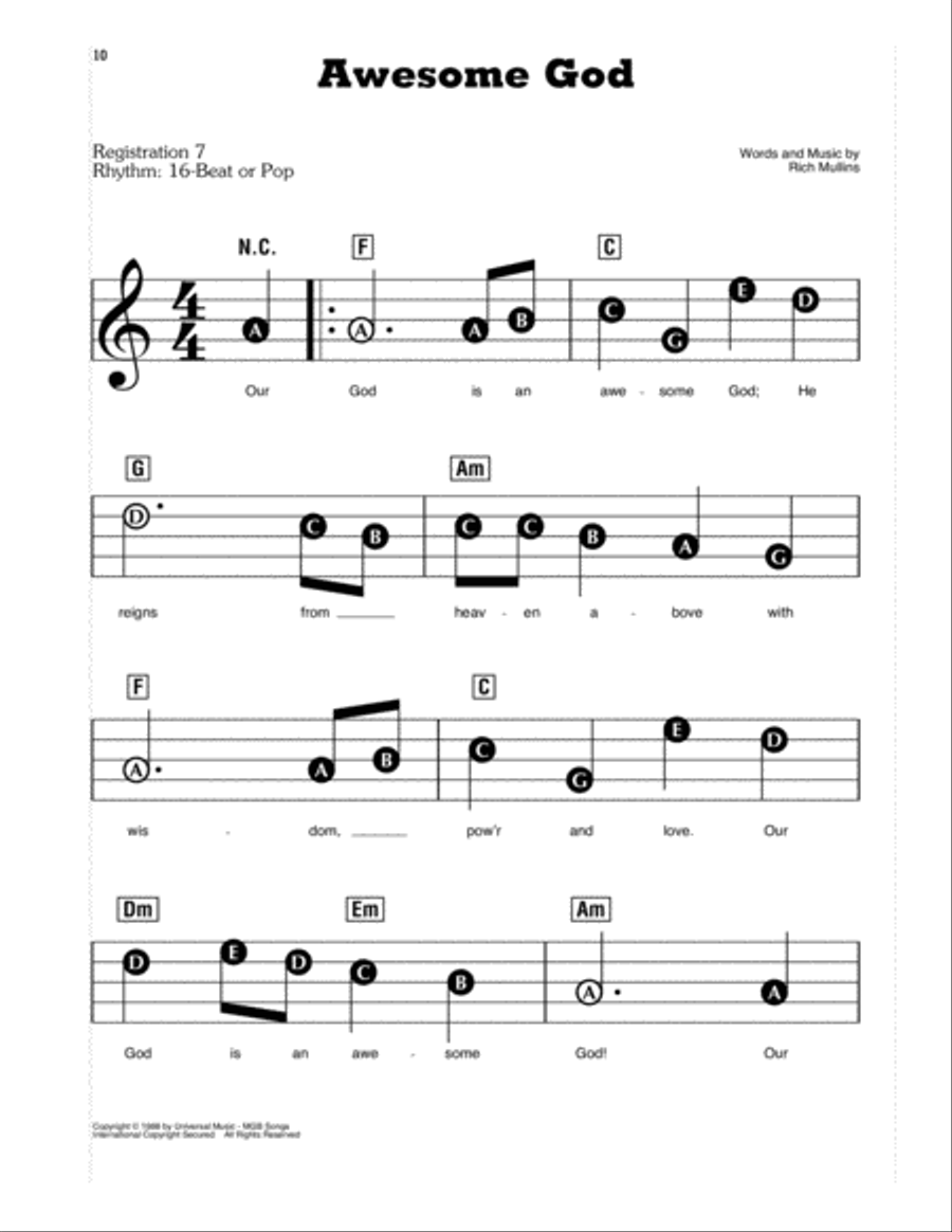 Awesome God Electronic Keyboard scores gallery preview page 1