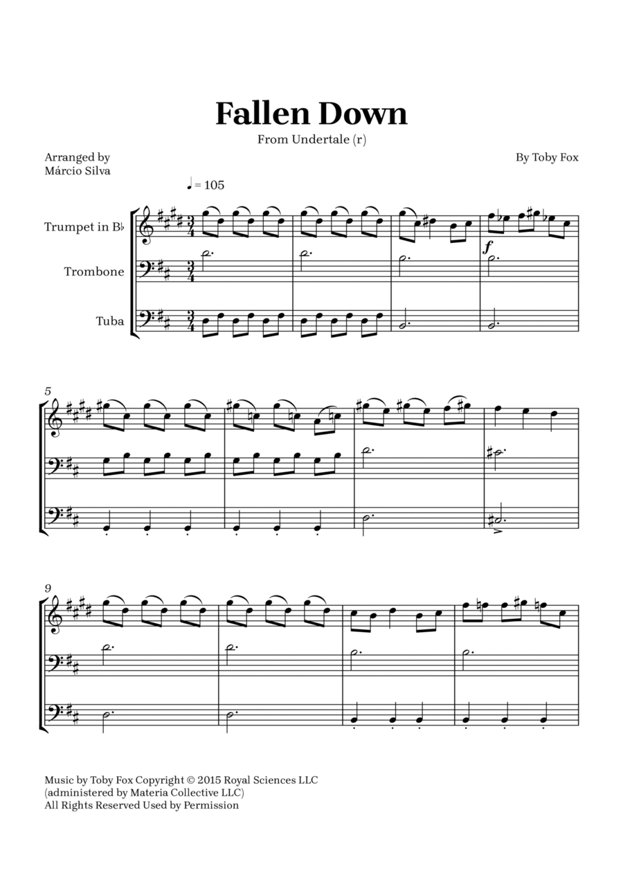 Fallen Down Brass Trio scores gallery preview page 1