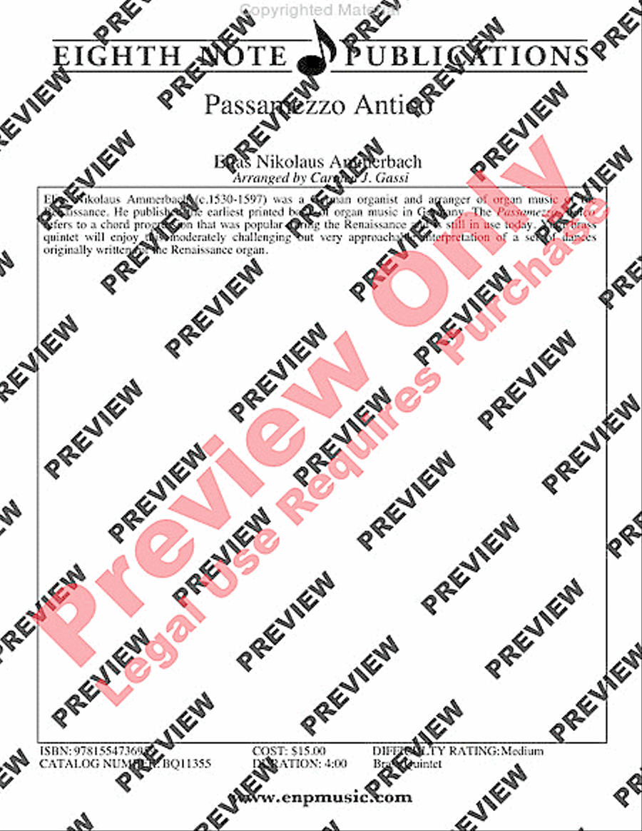 Passamezzo Antico Brass Quintet scores gallery preview page 2