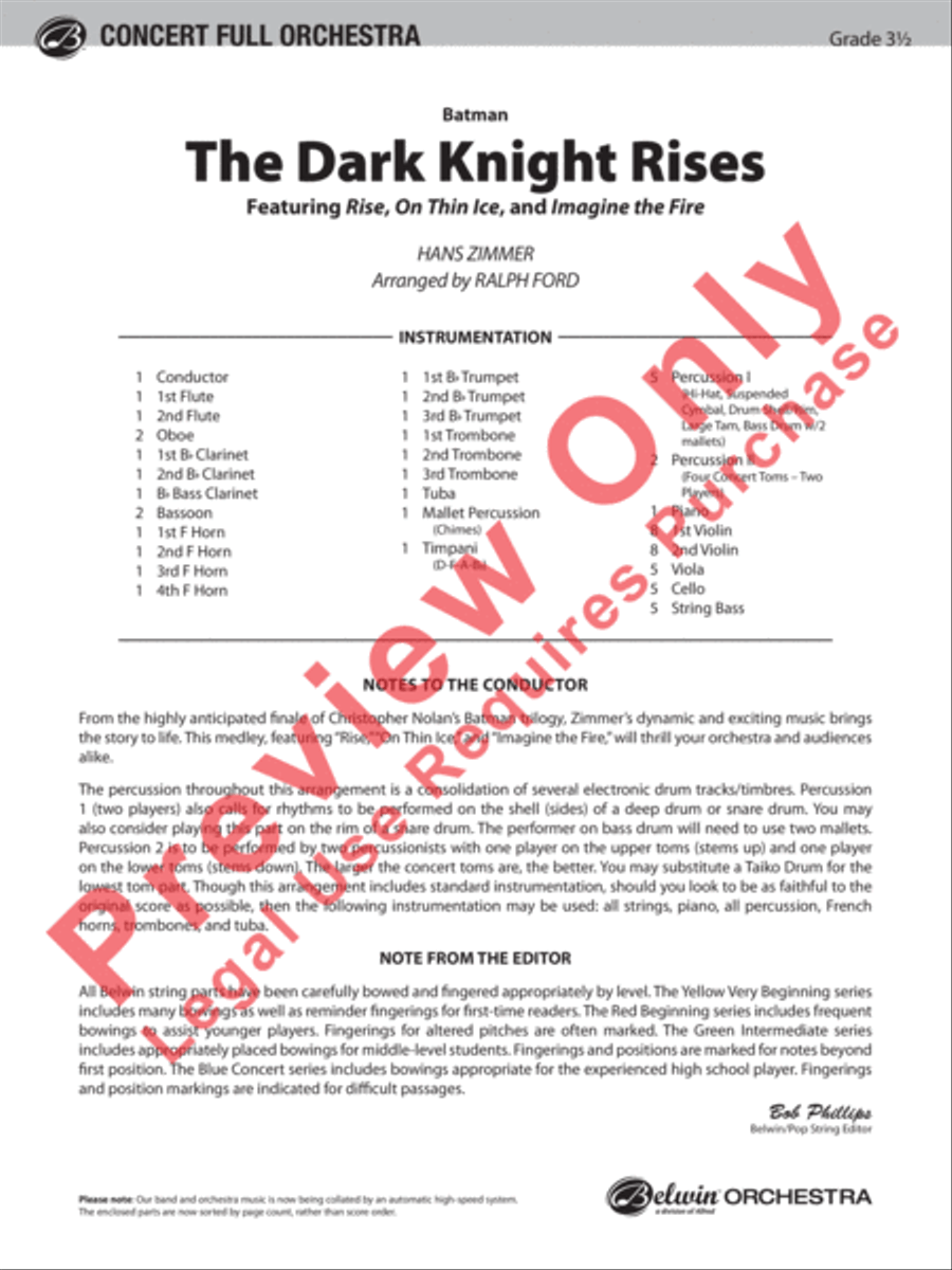 Batman: The Dark Knight Rises Full Orchestra scores gallery preview page 2