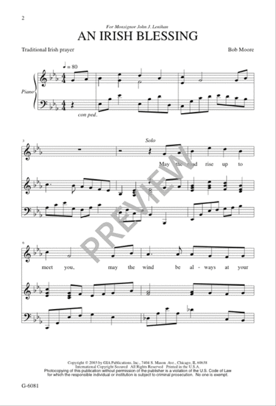 An Irish Blessing 4-Part scores gallery preview page 1