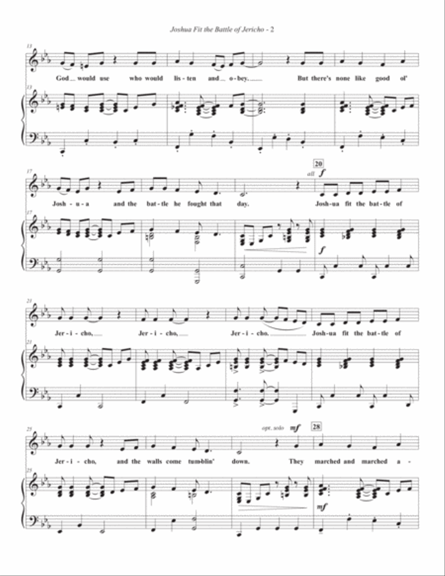 Joshua Fit the Battle of Jericho Unison Choir scores gallery preview page 3