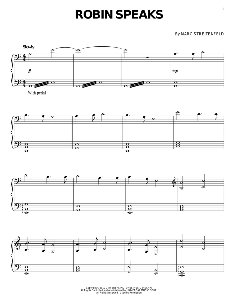 Robin Speaks Piano Solo scores gallery preview page 1