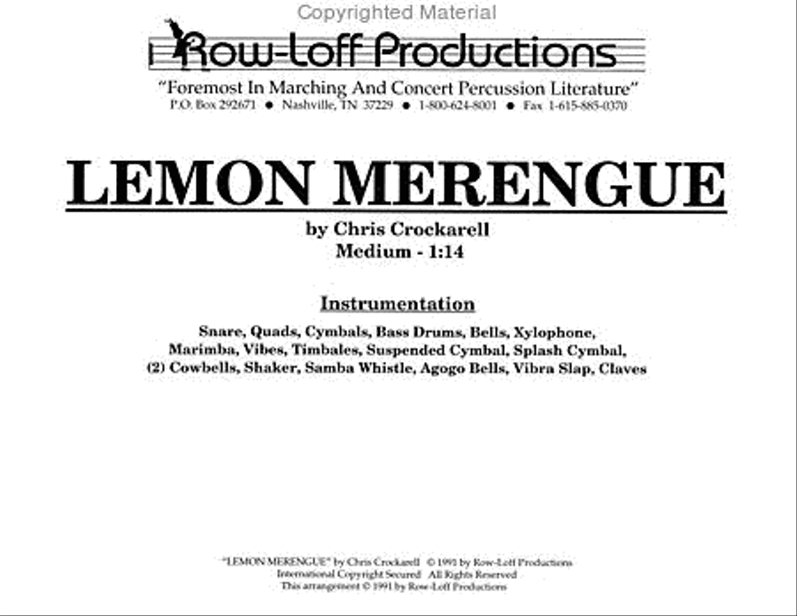 Lemon Merengue Lemon Merengue Percussion Ensemble scores gallery preview page 2