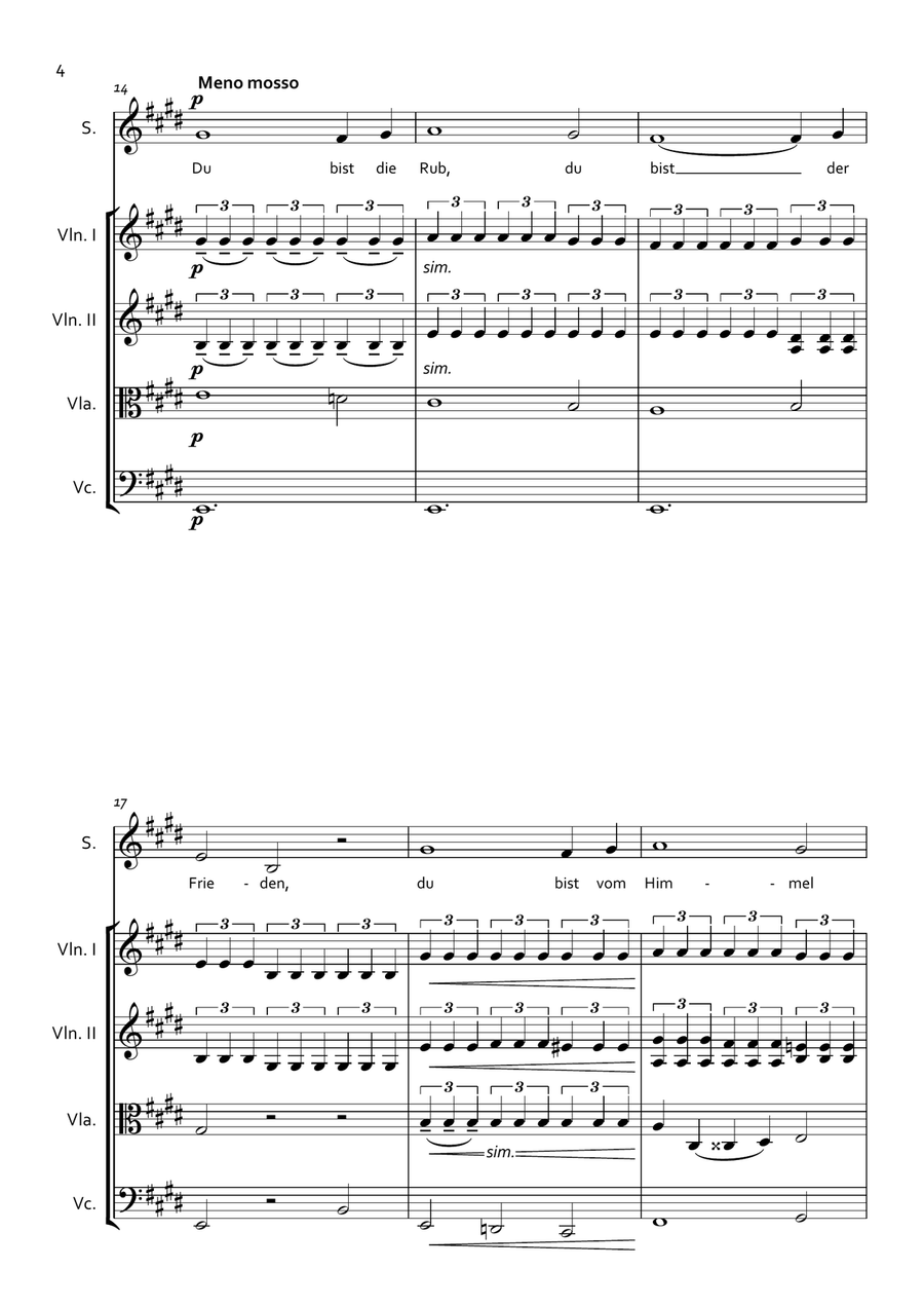 Schumann - Widmung (A flat Maj.) for Soprano and String Quartet String Quartet scores gallery preview page 4