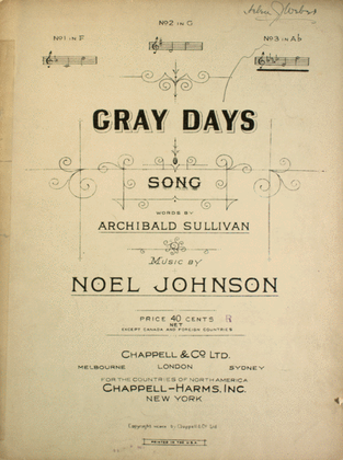Book cover for Gray Days. Song