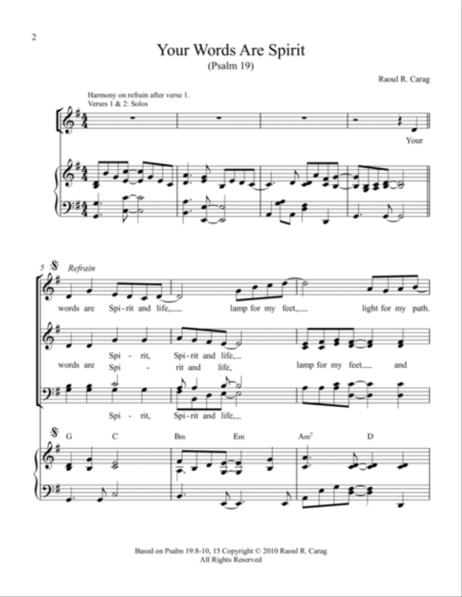 Your Words Are Spirit (Psalm 19) 4-Part scores gallery preview page 2