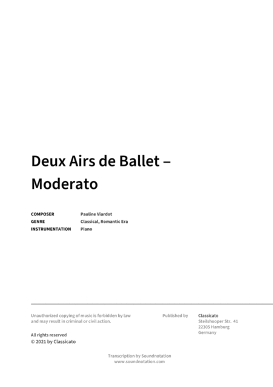Deux Airs de Ballet - Moderato Piano scores gallery preview page 2