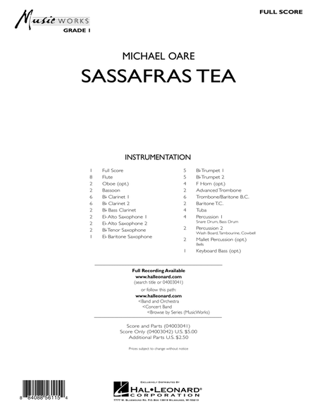 Sassafras Tea (Cajun Two-Step) - Full Score