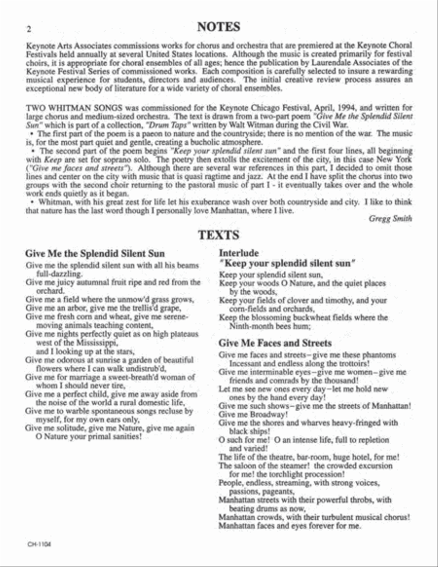 Two Whitman Songs 4-Part scores gallery preview page 2