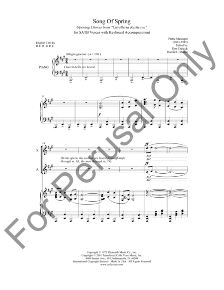 Song Of Spring 4-Part scores gallery preview page 2
