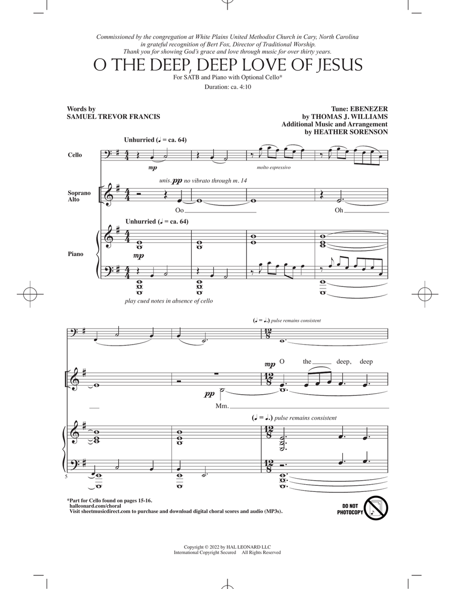 O The Deep, Deep Love Of Jesus 4-Part scores gallery preview page 1