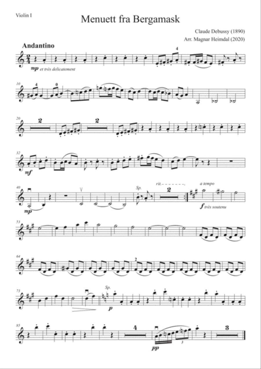 Minuet from Bergamasque String Orchestra scores gallery preview page 5