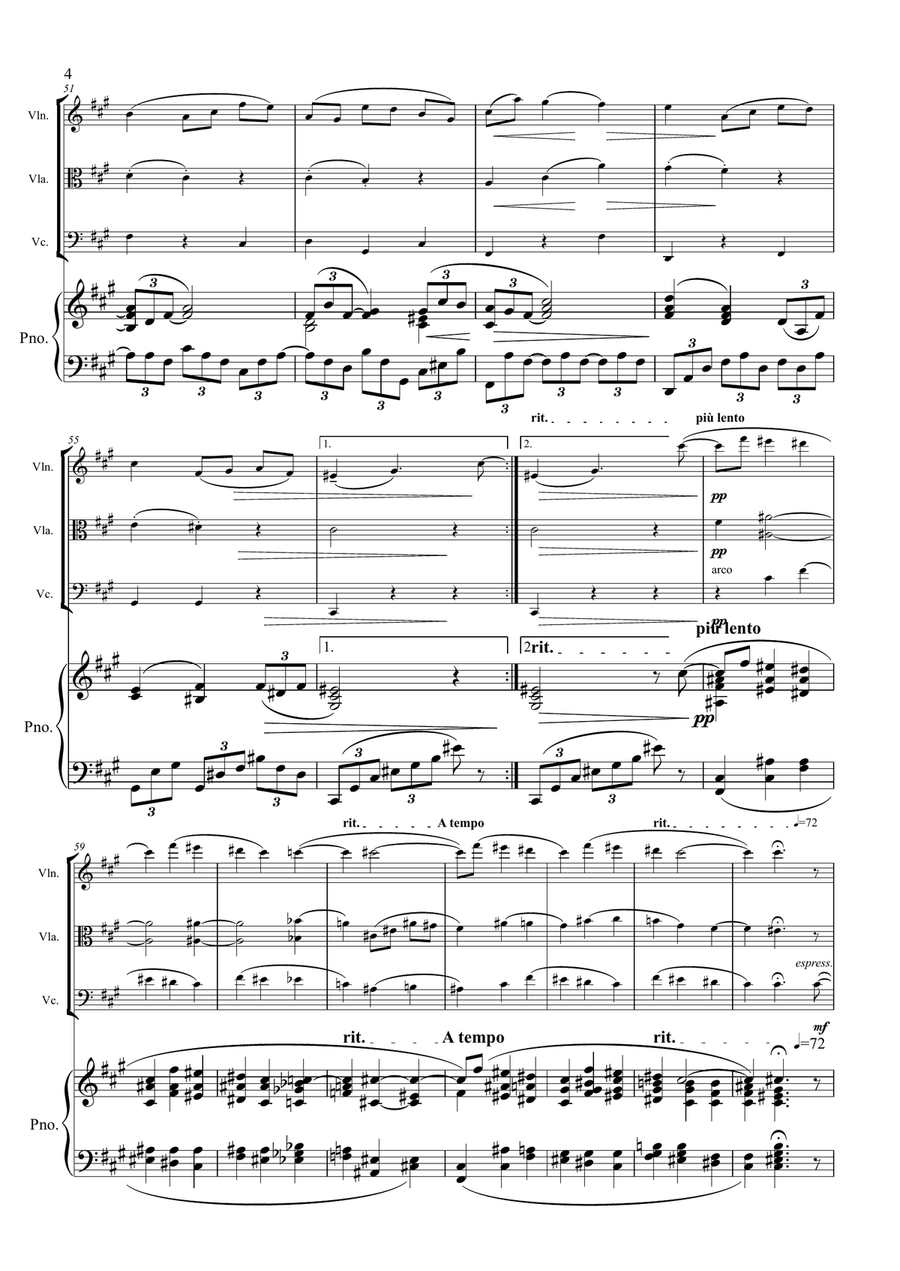 Brahms - Intermezzo Op.118 No.2 - Piano Quartet - Violin Viola Cello Piano Piano Quartet scores gallery preview page 4