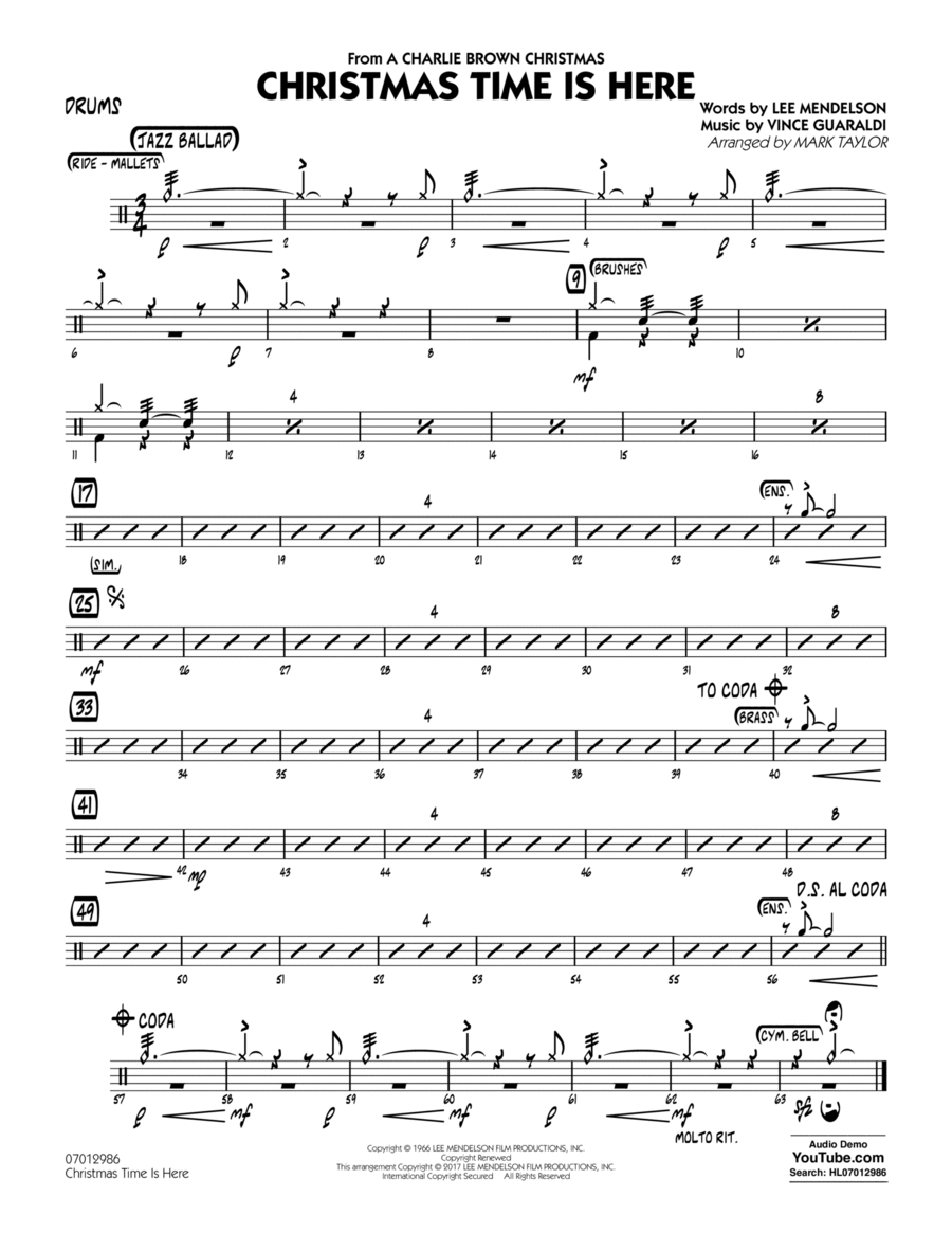 Christmas Time Is Here - Drums Drums scores gallery preview page 1