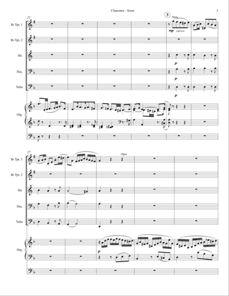 Chaconne (for Brass Quintet and Organ) Brass Ensemble scores gallery preview page 4