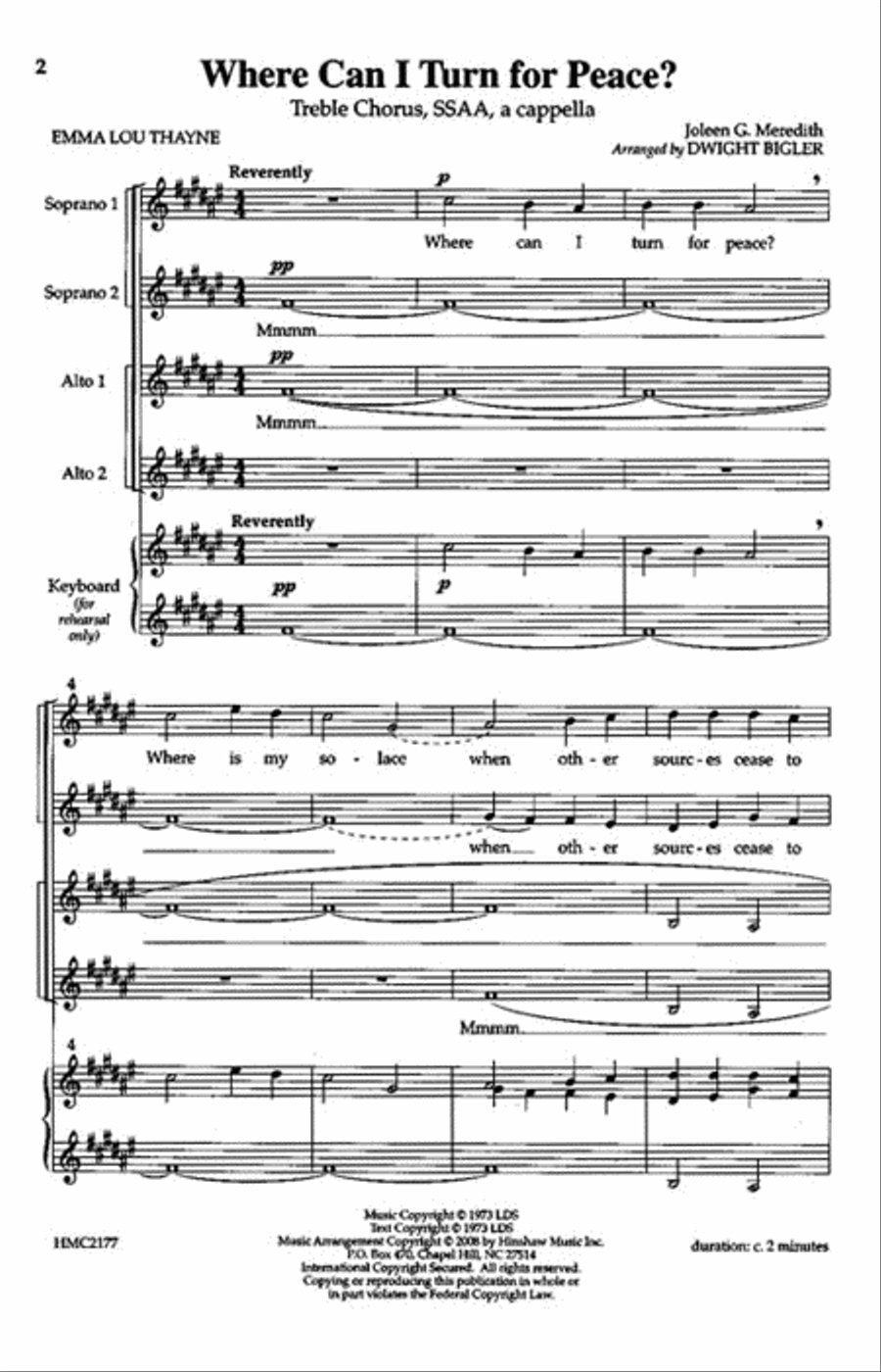 Where Can I Turn For Peace SSAA scores gallery preview page 2