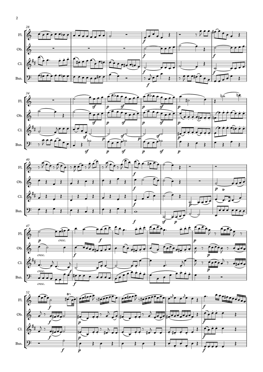 Mozart: String Quartet No.19 in C major K465 (Dissonance) Mvt.I Adagio/Allegro - wind quartet Woodwind Quartet scores gallery preview page 2