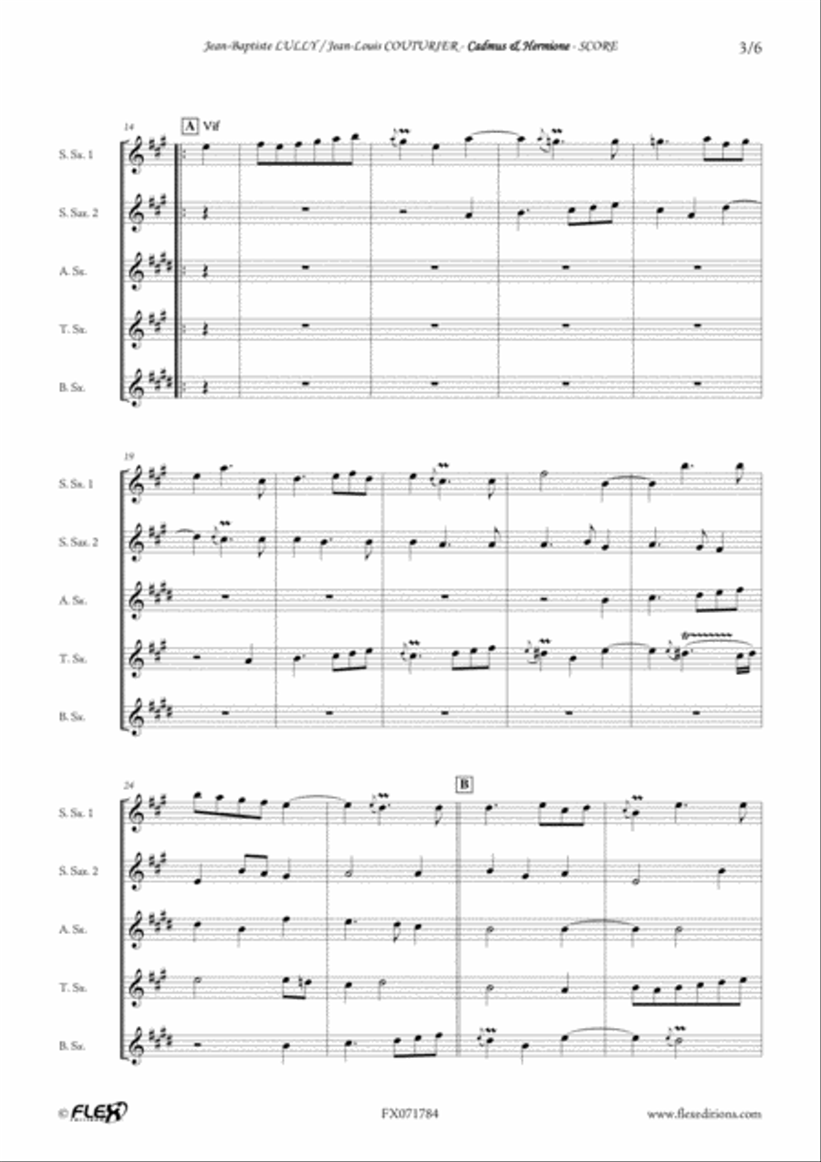 Cadmus and Hermione Overture Saxophone Quintet scores gallery preview page 3