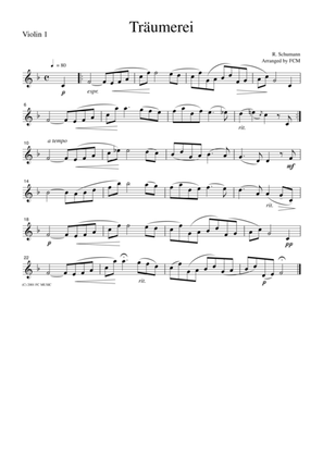 Book cover for Schumann Traumerei (Dreaming), for string quartet, CS501