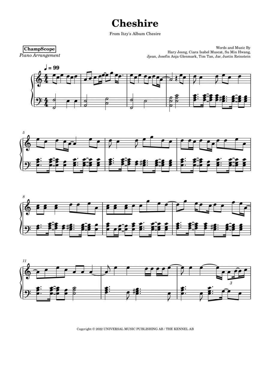 Cheshire Piano Solo scores gallery preview page 1