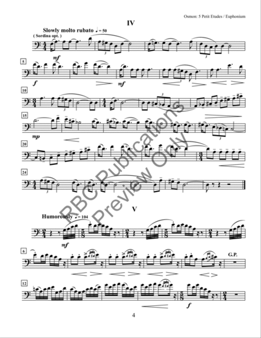 Five Petit Etudes Euphonium Or Baritone B.C. Five Petit Etudes Euphonium Or Baritone B.C. Baritone Horn BC scores gallery preview page 7