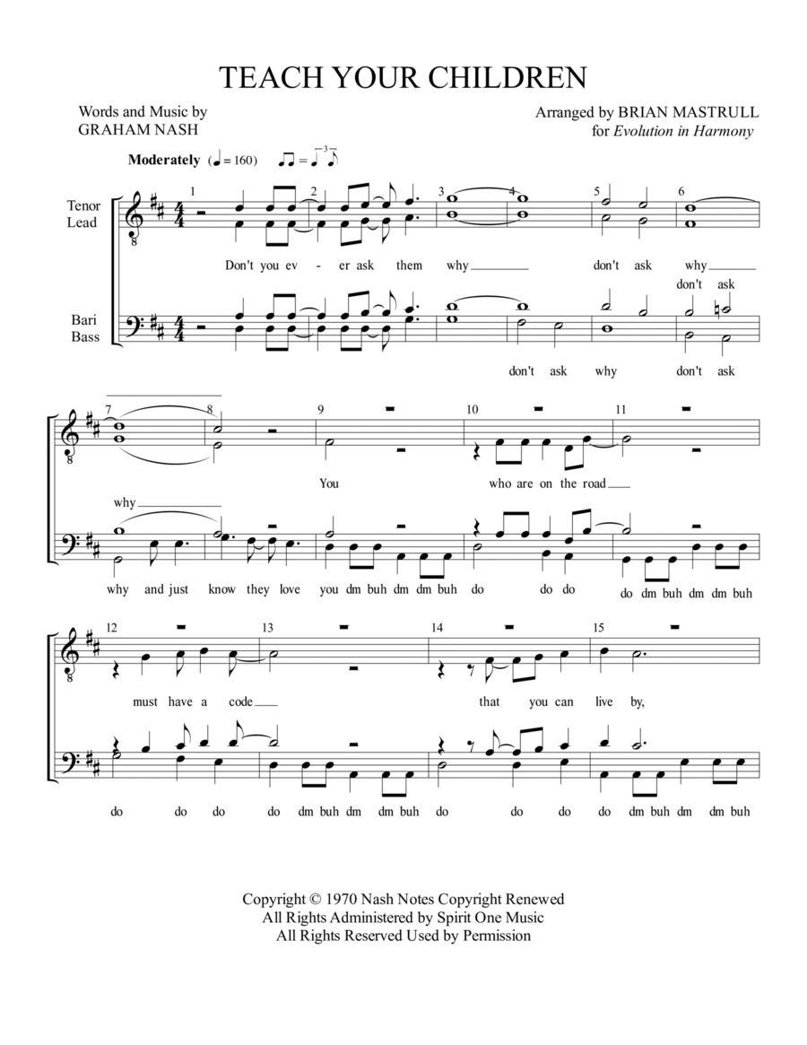 Teach Your Children TTBB scores gallery preview page 1