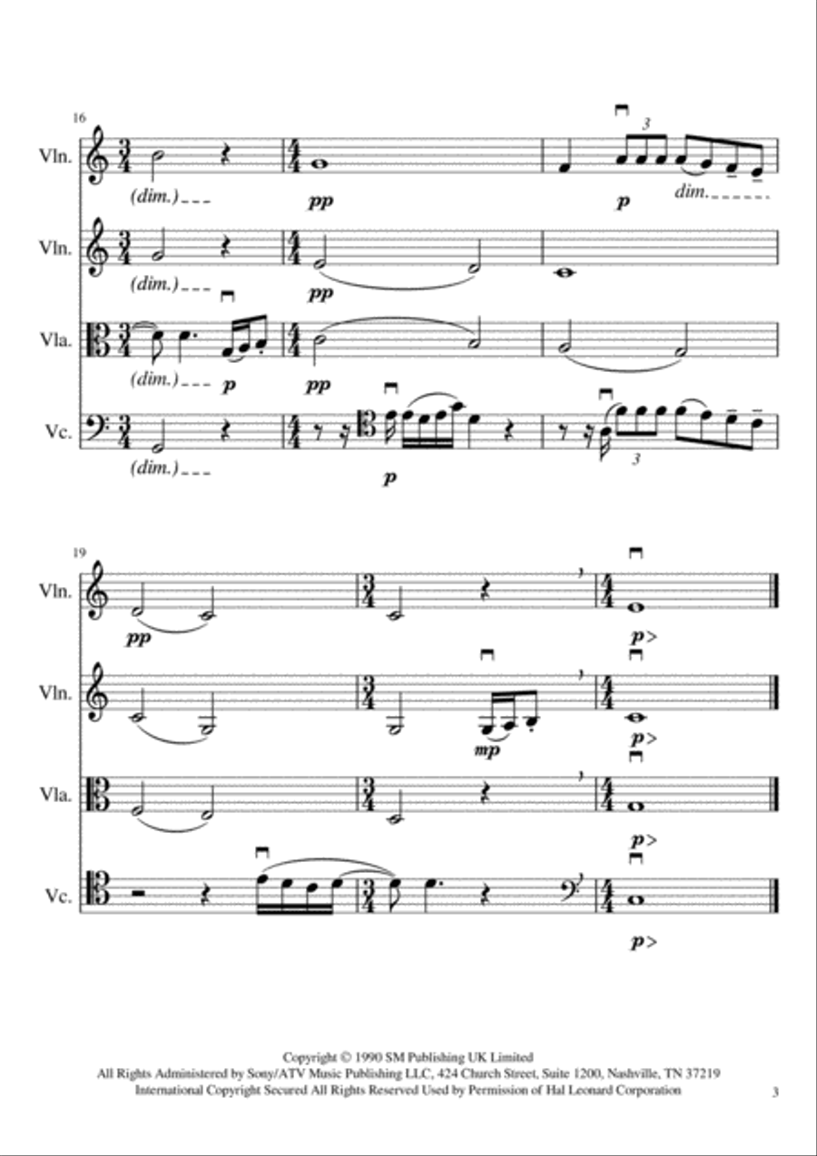 How Long Will I Love You String Quartet scores gallery preview page 3