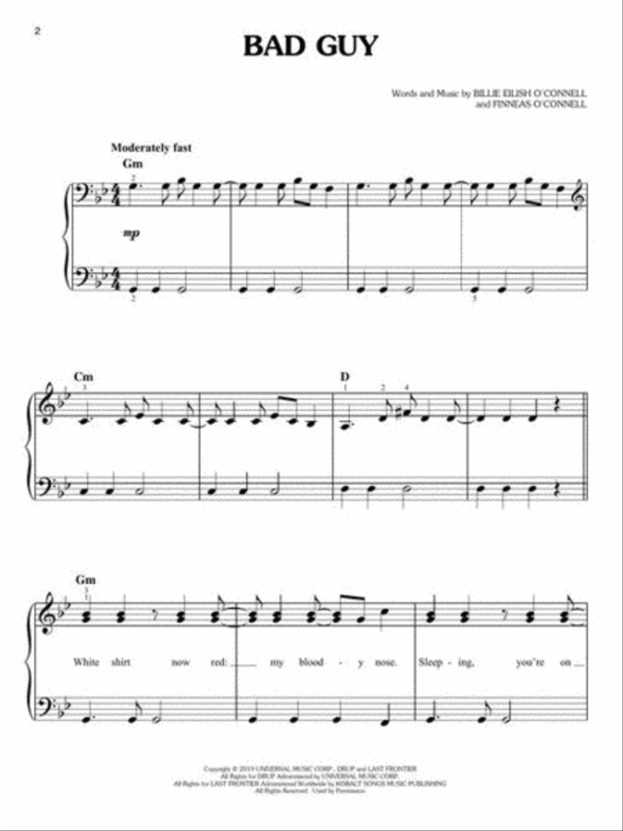 Billie Eilish – When We All Fall Asleep, Where Do We Go? Easy Piano scores gallery preview page 5