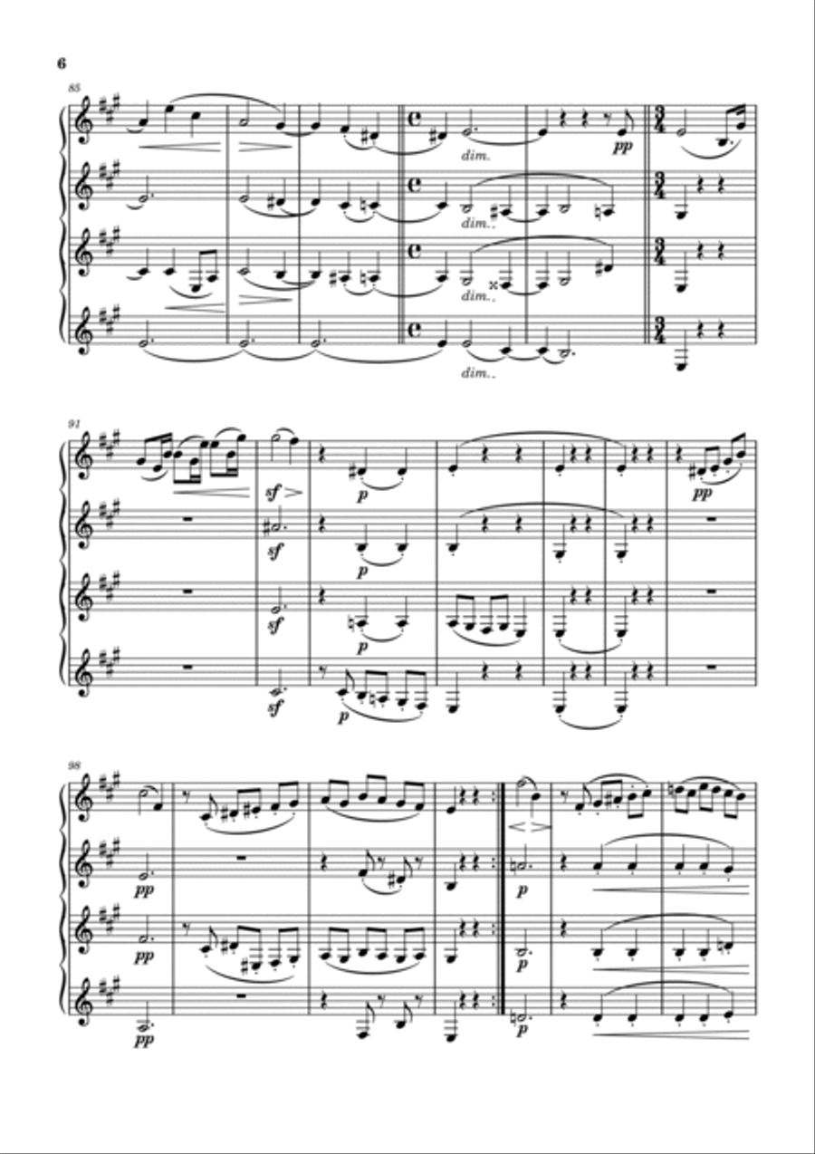 R.Schumann: Quartet Op.41 No.3 for 3 Clarinets and Bass Clarinet Clarinet Quartet scores gallery preview page 6
