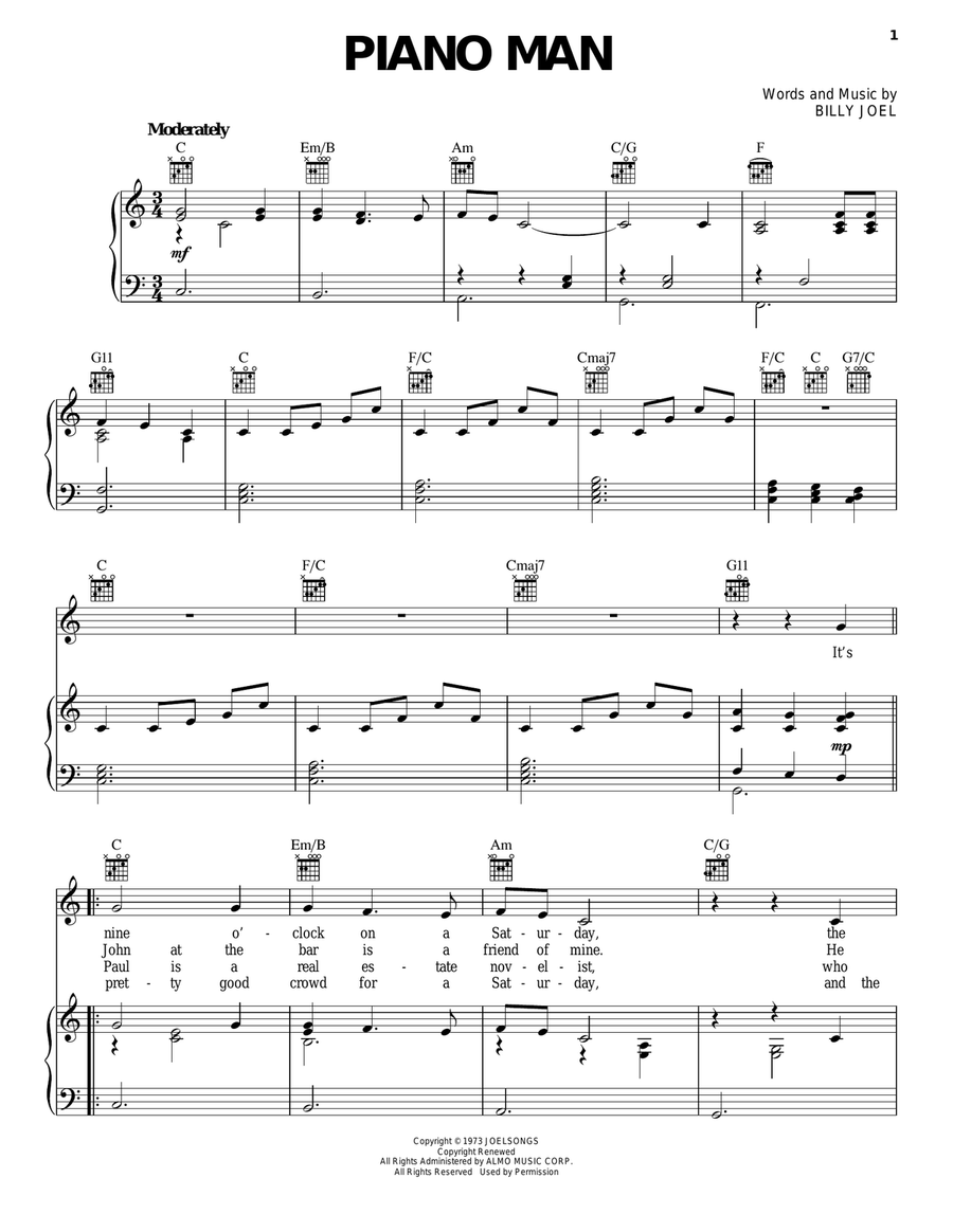 Billy Joel Classics by Billy Joel
                        Piano, Vocal, Guitar -
                         Digital Sheet Music
                        