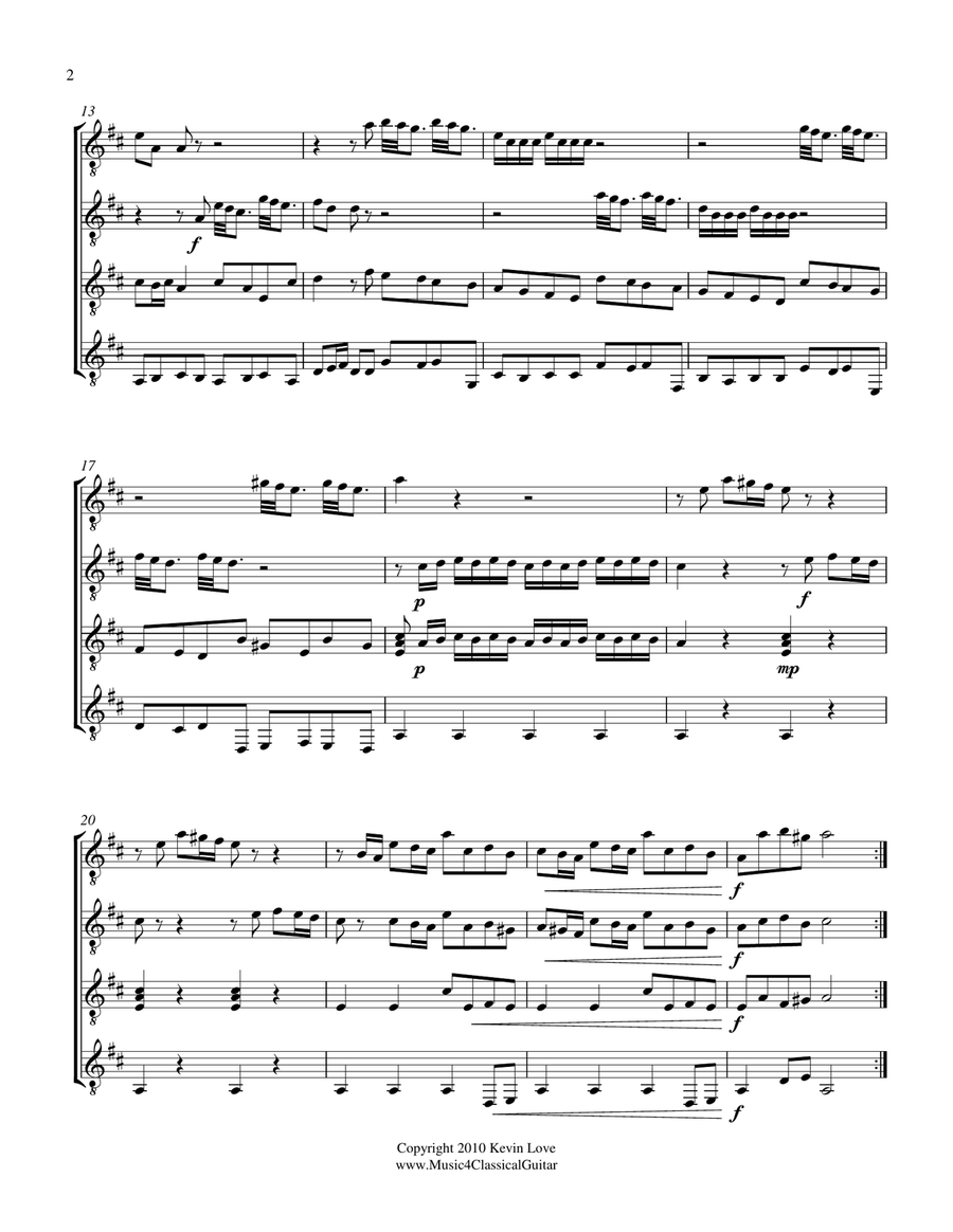 Concerto in D - i - Allegro giusto (Guitar Quartet) - Score and Parts Guitar Ensemble scores gallery preview page 2