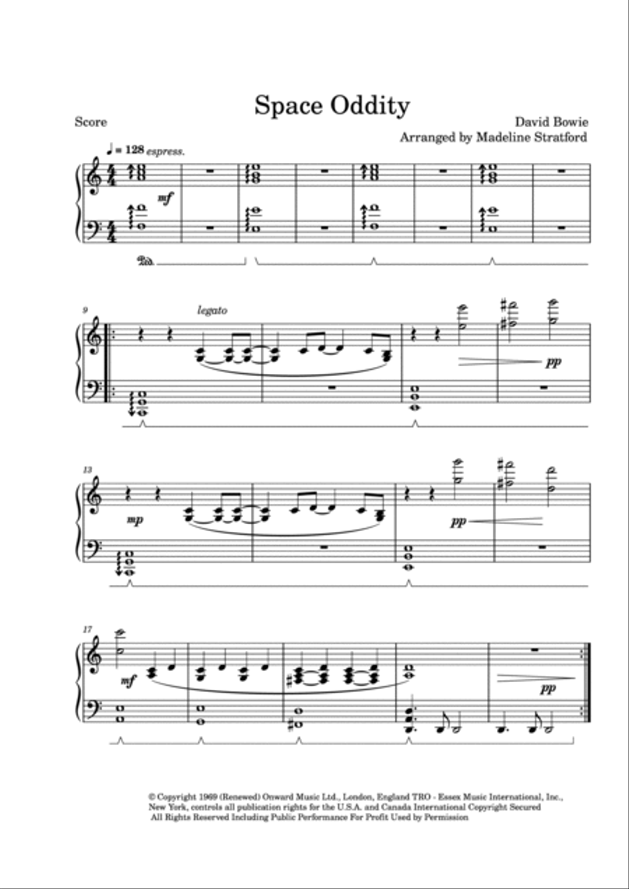 Space Oddity Space Oddity Easy Piano scores gallery preview page 2