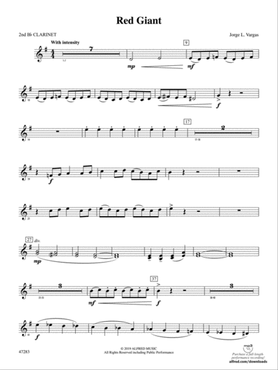 Red Giant 2nd B flat Clarinet Concert Band Digital Sheet