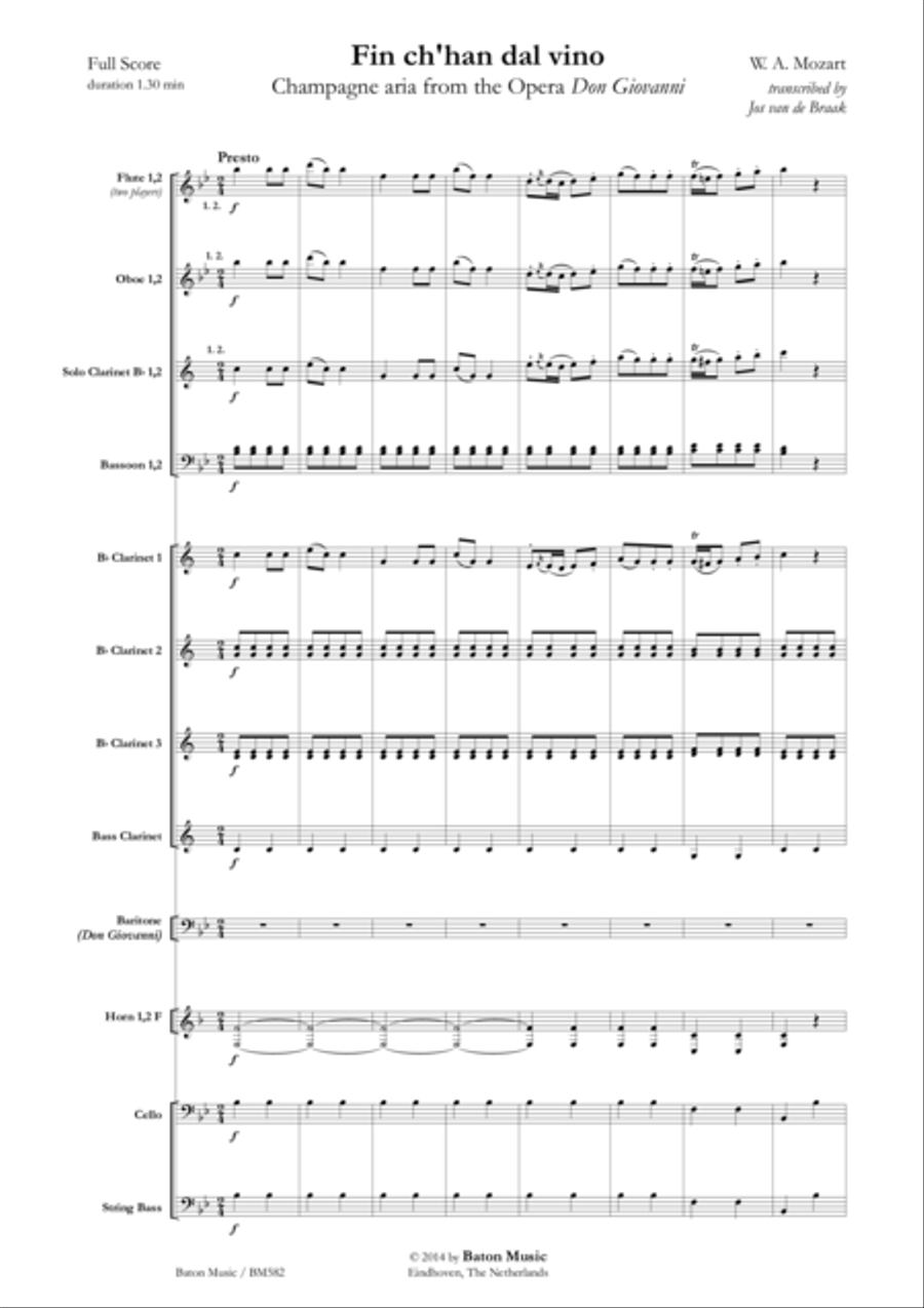Fin ch'han dal vino Concert Band scores gallery preview page 2