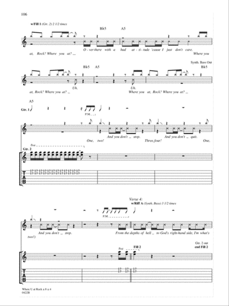 Where U At Rock Guitar Tablature scores gallery preview page 4