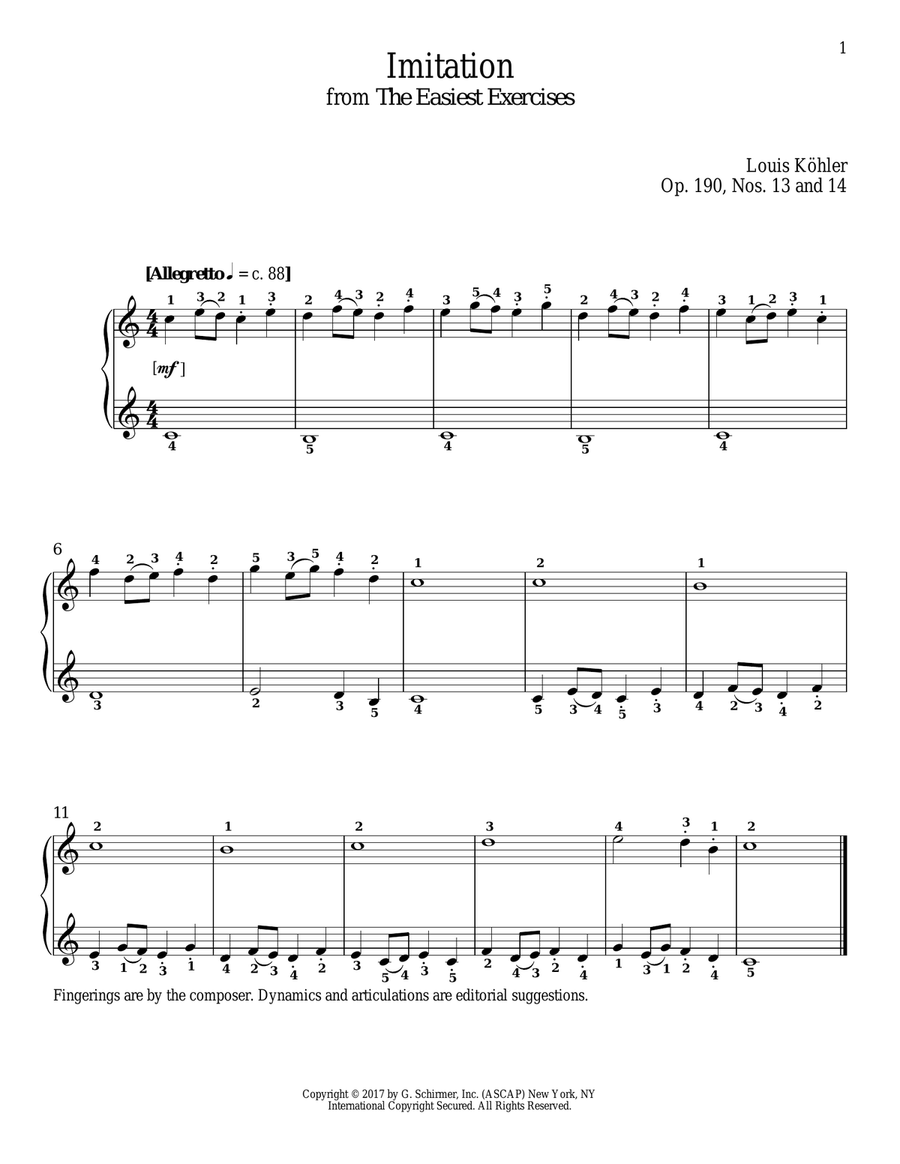 Imitation, Op. 190, Nos. 13 and 14 Piano Solo scores gallery preview page 1