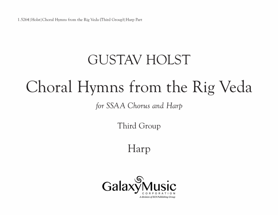 Choral Hymns from the Rig-Veda, Group 3 (Downloadable Harp Part) Choir scores gallery preview page 1