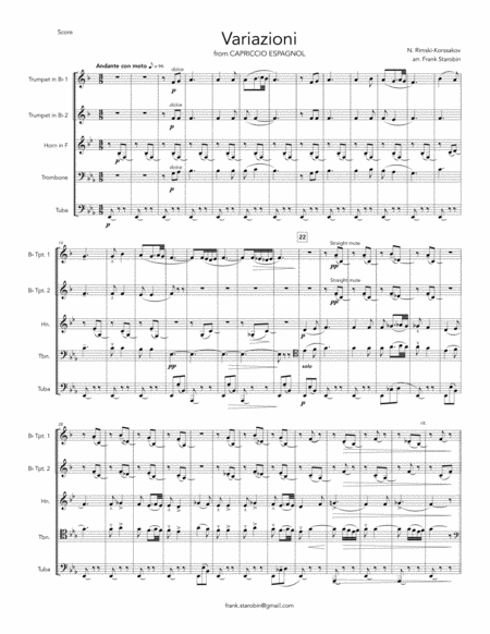 Variazioni from Capriccio Espagnol for Brass Quintet image number null
