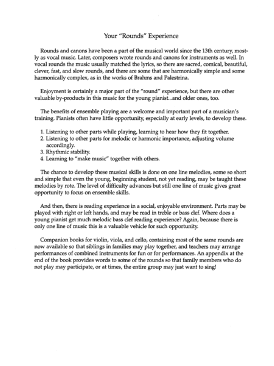 Rounds and Canons for Reading, Recreation and Performance, Piano Ensemble, Volume 1 Cello scores gallery preview page 8