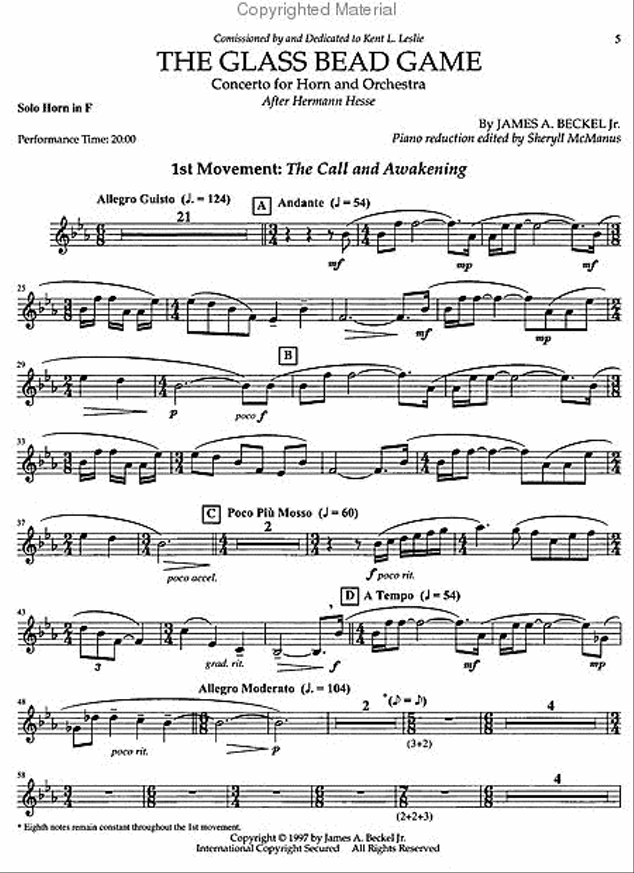 The Glass Bead Game The Glass Bead Game Horn Solo scores gallery preview page 4