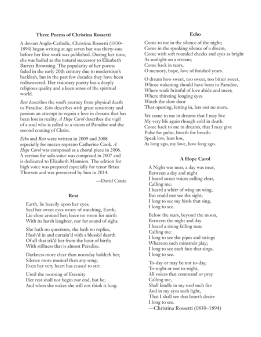 Three Poems of Christina Rossetti High Voice scores gallery preview page 1