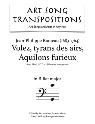 Book cover for RAMEAU: Volez, tyrans des airs, Aquilons furieux (transposed to B-flat major)