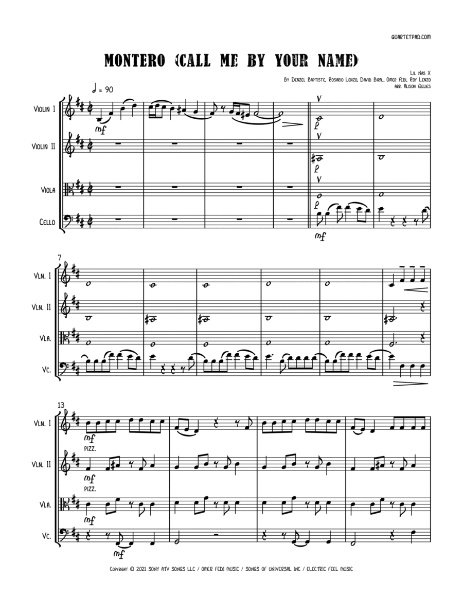 Montero String Quartet scores gallery preview page 1