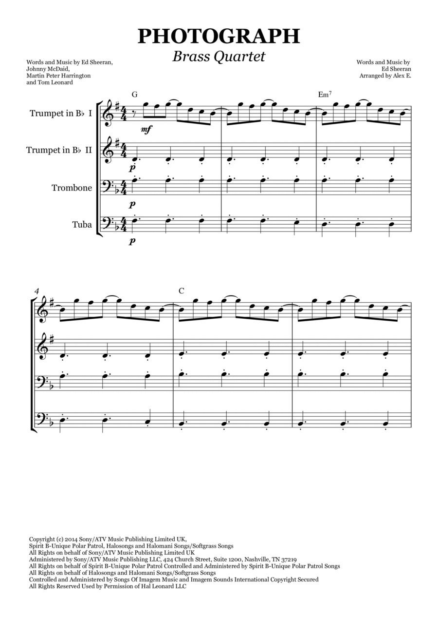 Photograph Brass Quartet scores gallery preview page 1
