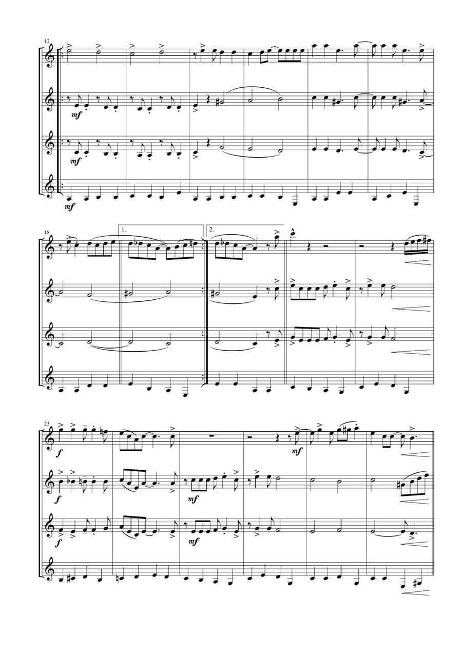 Sing, Sing, Sing Woodwind Quartet scores gallery preview page 2