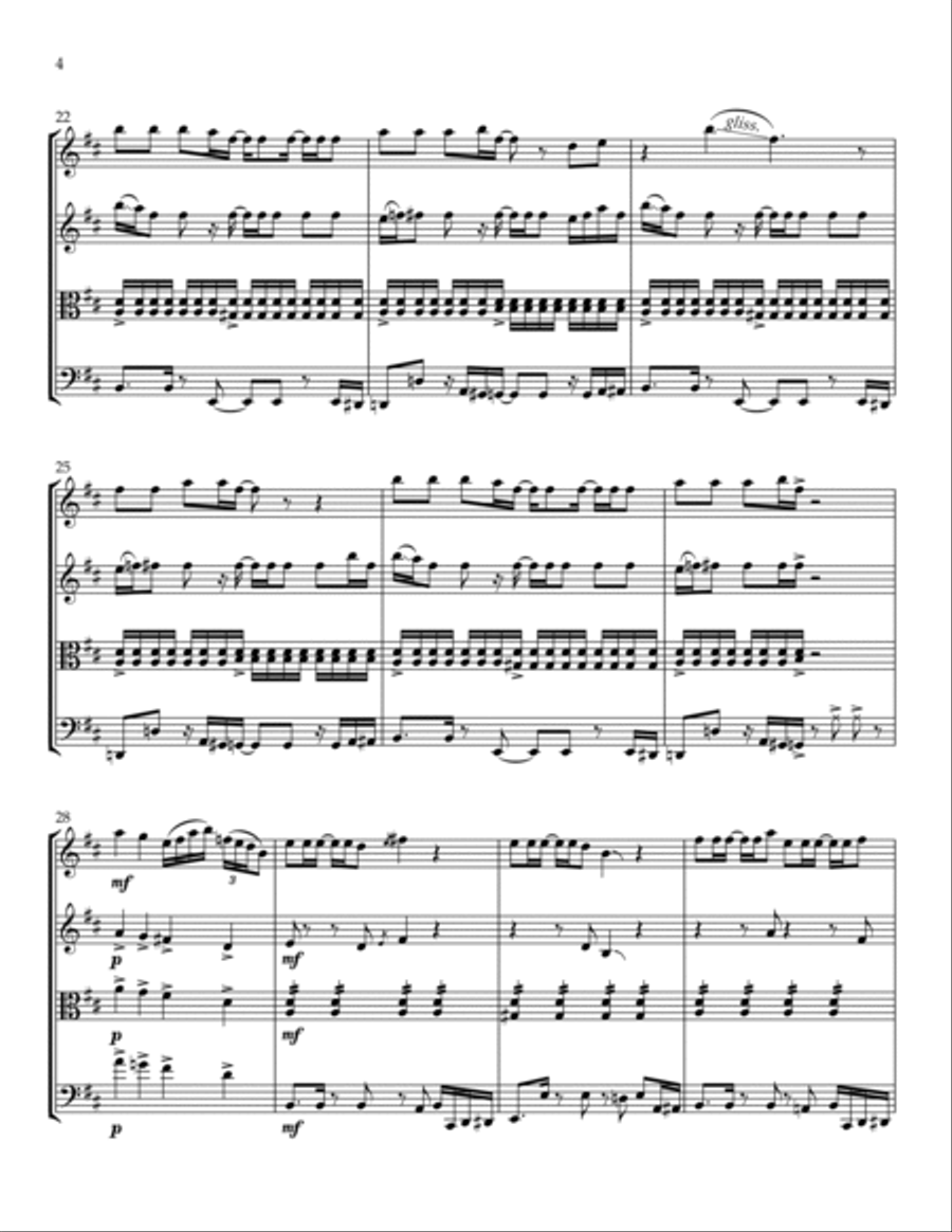 Dance The Night String Quartet scores gallery preview page 4