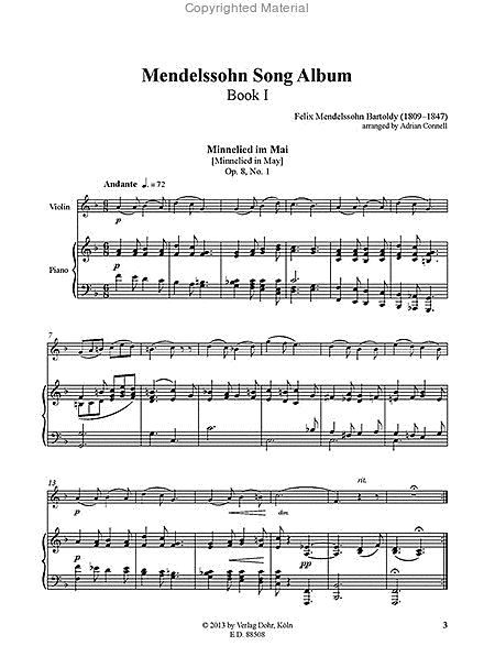 Mendelssohn Song Album I (für Violine und Klavier)